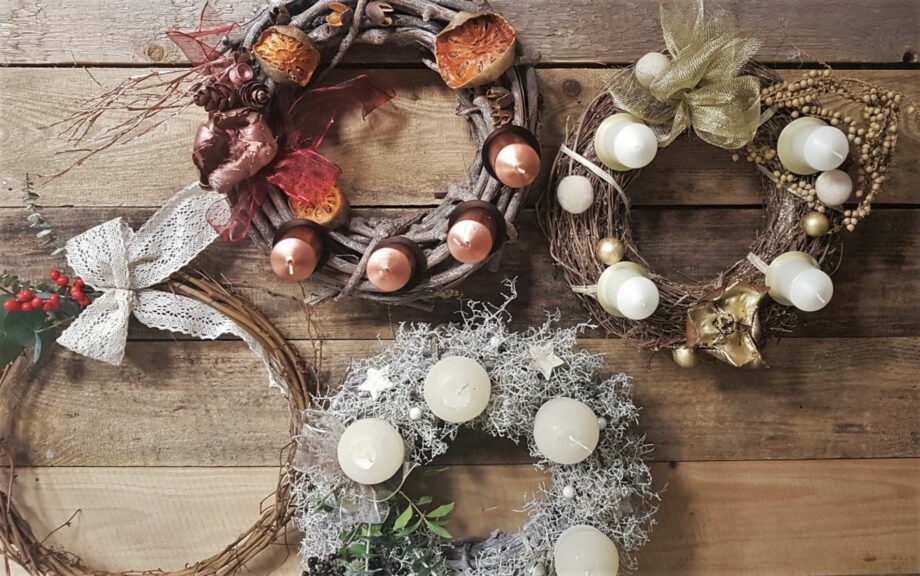 Sada na výrobu adventního věnce - měděné tóny