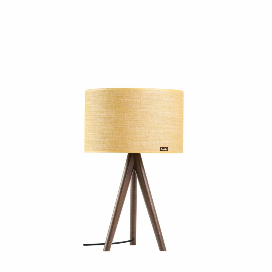 Stolní lampa Lusito TRIPOD mini Linen Mustard - dub mořený