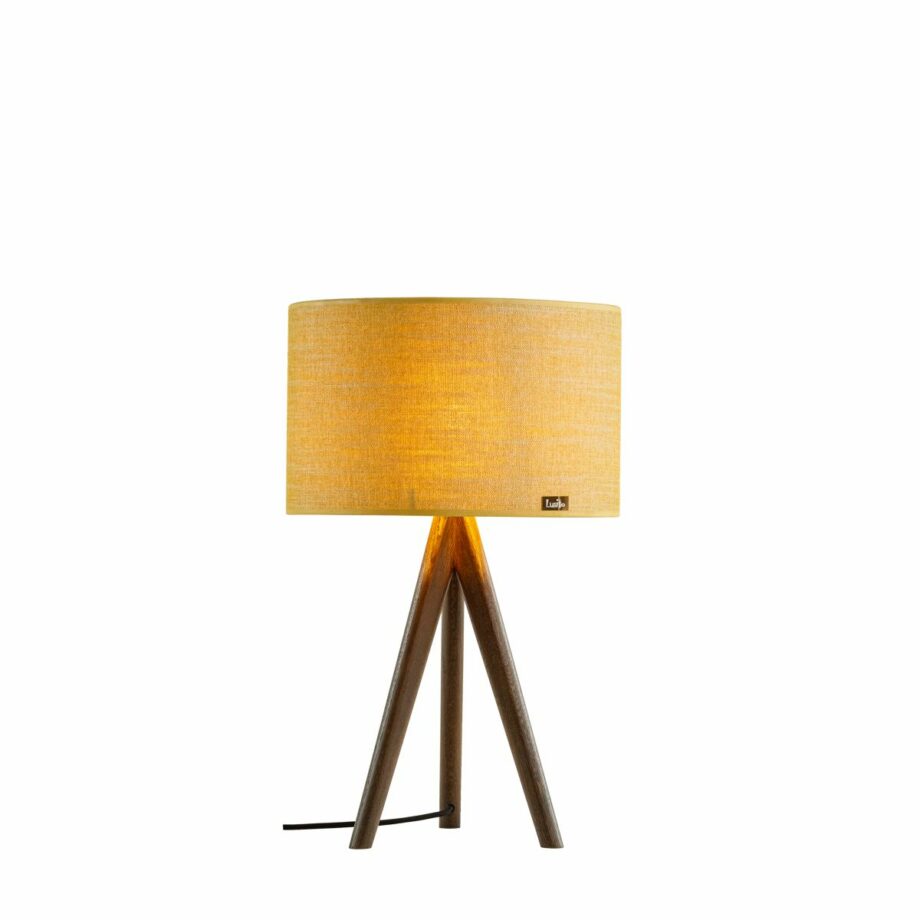 Stolní lampa Lusito TRIPOD mini Linen Mustard - dub mořený