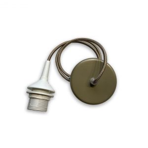 Závěs pearl beige matný kov 1xE27, pearl beige textilní kabel