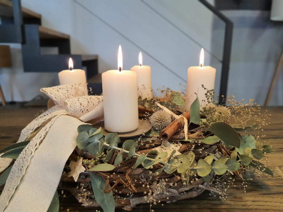 Sada na výrobu adventního věnce - přírodní tóny