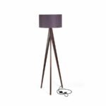 Lusito_ Stojací lampa TRIPOD_Linen purple grey_dub mořený (1)