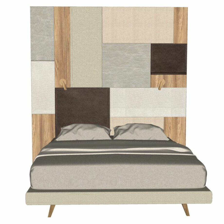Slim bed postel Lusito s čalouněným čelem