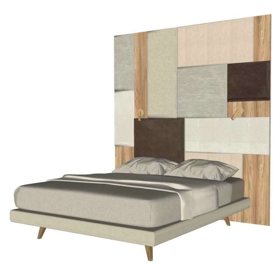 Slim bed postel Lusito s čalouněným čelem