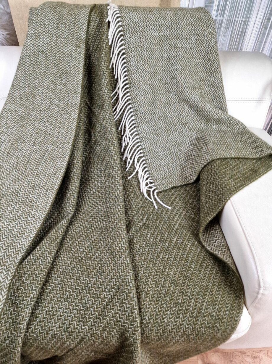 Vlněný pléd Braided Olive
