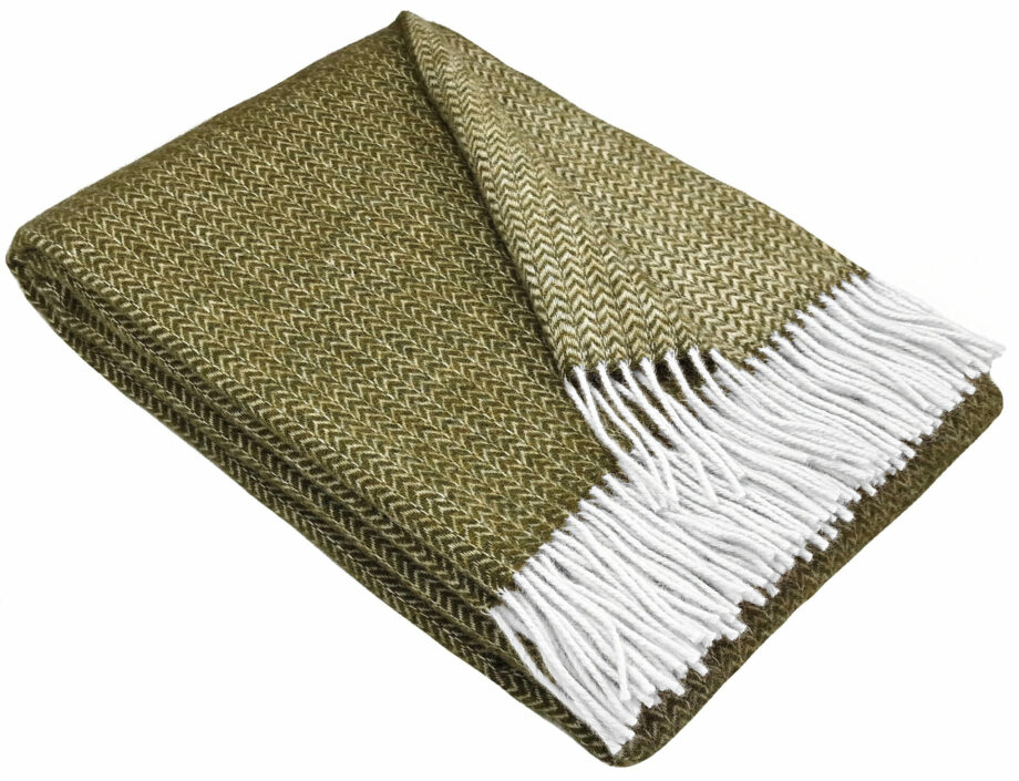 Vlněný pléd Braided Olive