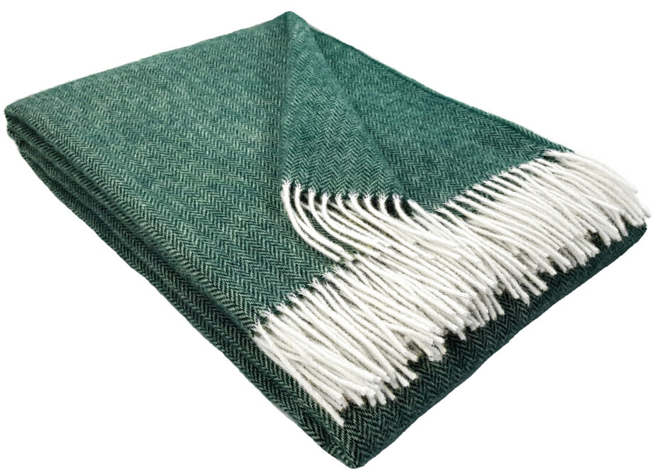 Vlněný pléd Fishbone Green
