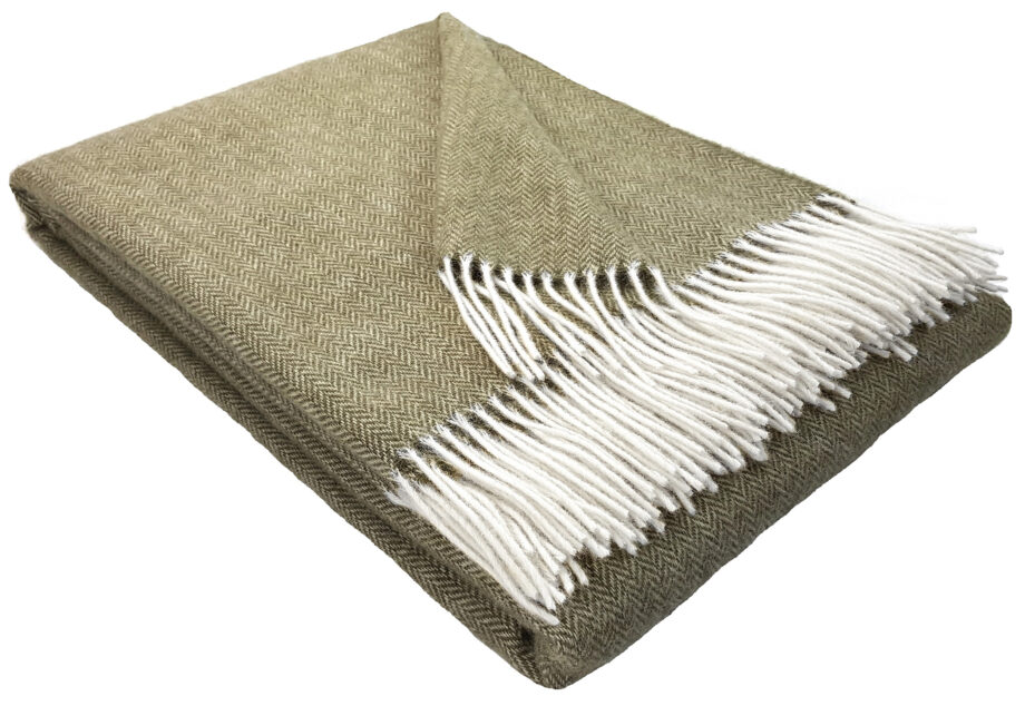 Vlněný pléd Fishbone Olive