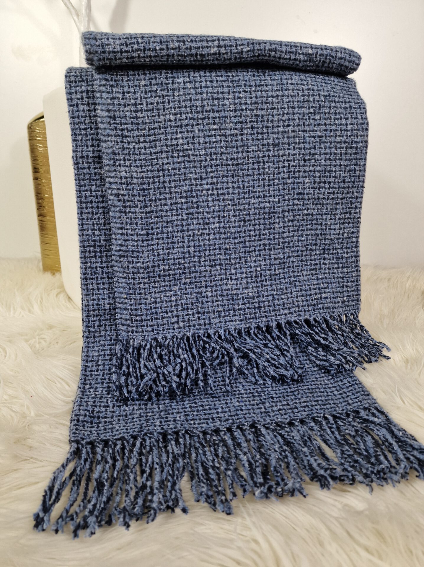 Pléd s příměsí vlny Palmera blue-dark blue