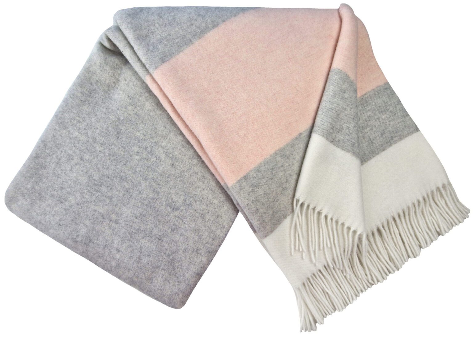 Vlněný pléd s kašmírem pink-light grey