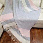 Vlněný pléd s kašmírem Faro S pink-light grey 2